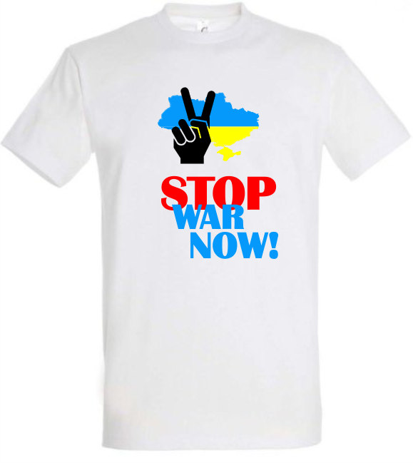 +++Herren T-Shirt Ukraine "Stop war now" victory sign